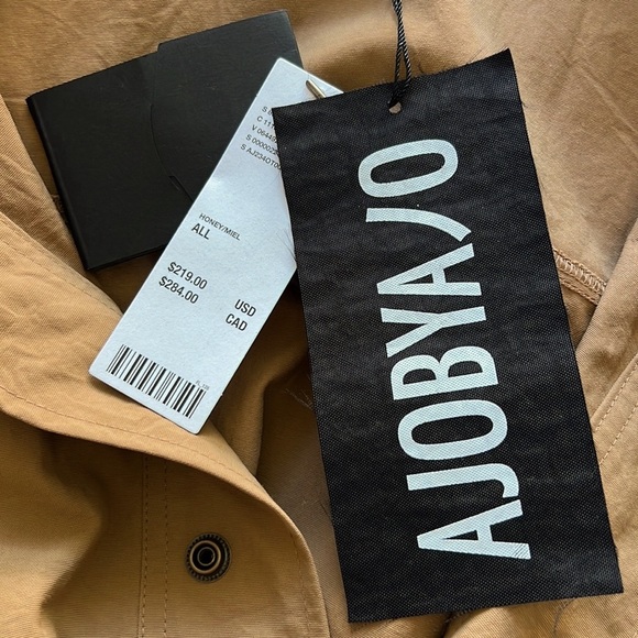 AJOBYAJO Oversized Wax Shirt Jacket Barn Chore Tan Brown NWT - Picture 14 of 16